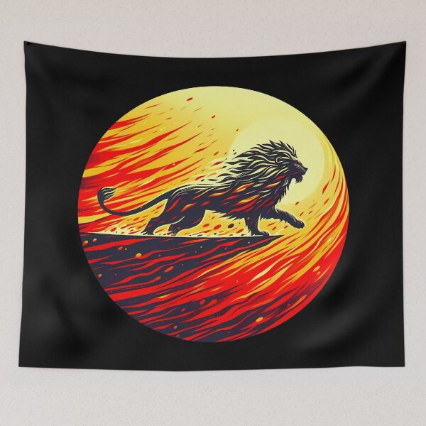 Item preview, Scratchboard Ink Fire Lion, Ai Generated Art  designed and sold by ACC .