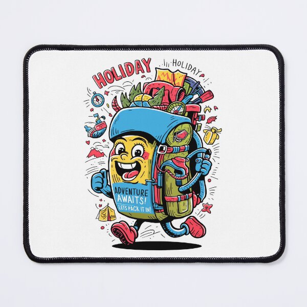 Item preview, ADVENTURE AWAITS LETS PACK IT IN! Colorful Cartoon Backpack Gets Ready for Summer Trip designed and sold by SplashTastic.