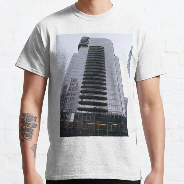 Tower block, High-rise building, Happiness, Building, Skyscraper, New York, Manhattan, Street, Pedestrians, Cars, Towers, morning, trees, subway, station, Spring, flowers, Brooklyn Classic T-Shirt