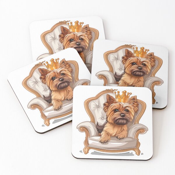 Item preview, Yorkshire Terrier chibi on luxury chair with crown designed and sold by tjnextgen99.