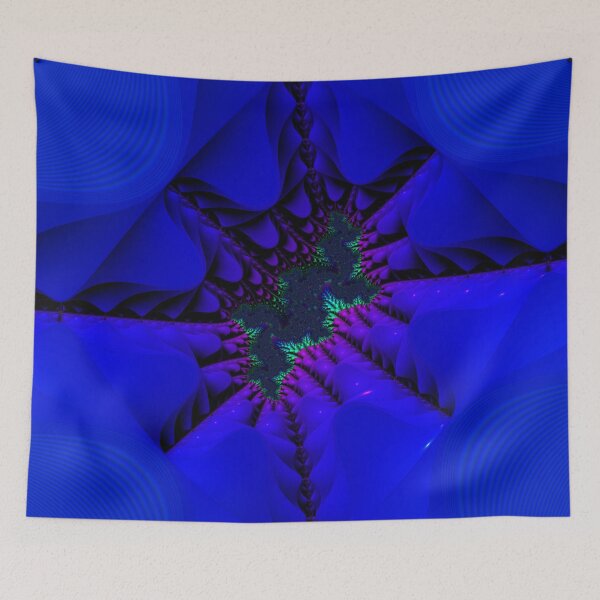 Item preview, Mandelbrot 97- Deep blue-pink ridged, folded walls into abstract cave designed and sold by Draeger0.