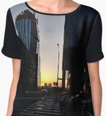 Tower block, High-rise building, Happiness, Building, Skyscraper, New York, Manhattan, Street, Pedestrians, Cars, Towers, morning, trees, subway, station, Spring, flowers, Brooklyn Chiffon Top