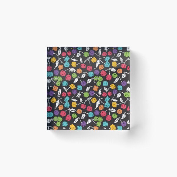 Big Cherry Dice with Leaves, Rainbow - Medium Scale Acrylic Block