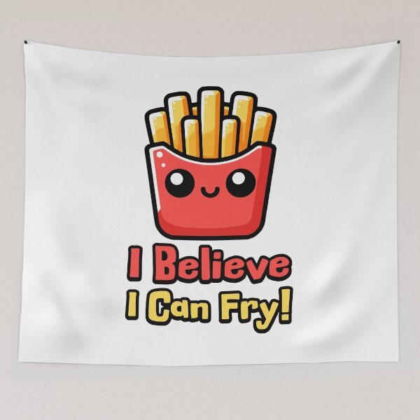 Item preview, I Believe I Can Fry! Cute French Fry Pun Cartoon designed and sold by PMCreative.