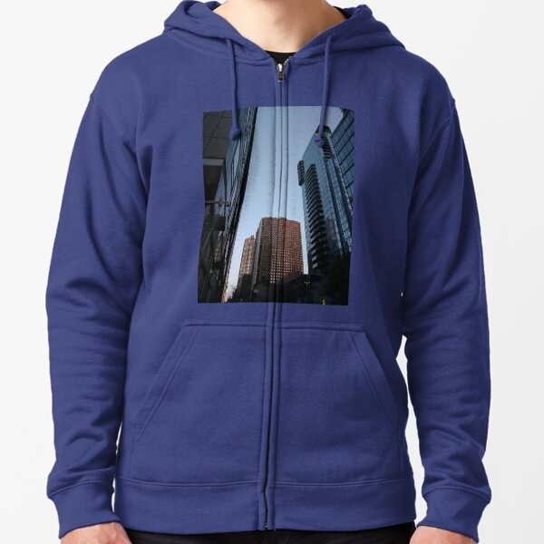 Tower block, High-rise building, Happiness, Building, Skyscraper, New York, Manhattan, Street, Pedestrians, Cars, Towers, morning, trees, subway, station, Spring, flowers, Brooklyn Zipped Hoodie