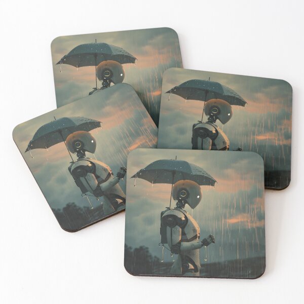 Item preview, TransHimalayan Robot in Rain with Umbrella designed and sold by ManeeStore.