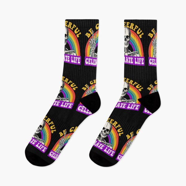 Item preview, Be Cheerful Celebrate Life Skeleton Rainbow aesthetic - Funny sarcastic quote designed and sold by Unitepeople.