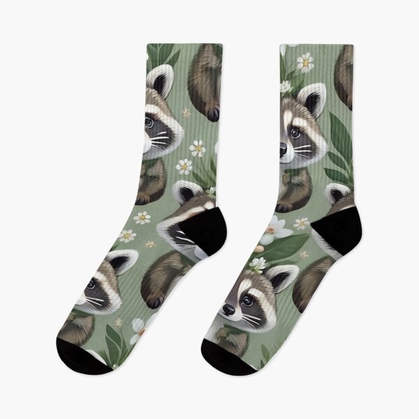 Item preview, Floral raccoon seamless pattern designed and sold by Nolan6.