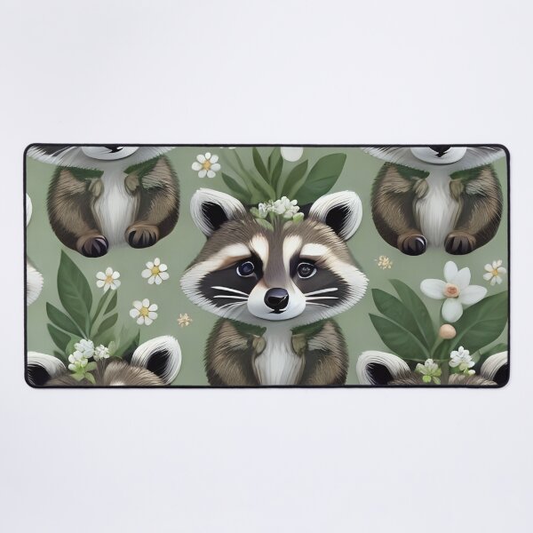 Item preview, Floral raccoon seamless pattern designed and sold by Nolan6.