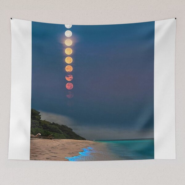 Item preview, magical moon over bioluminescent sea designed and sold by ritusdesigns.