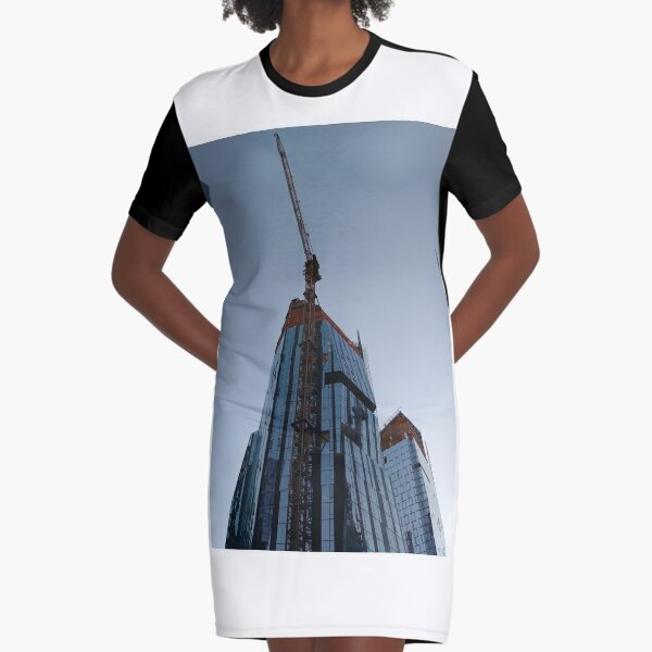 Spire, Happiness, Building, Skyscraper, New York, Manhattan, Street, Pedestrians, Cars, Towers, morning, trees, subway, station, Spring, flowers, Brooklyn Graphic T-Shirt Dress