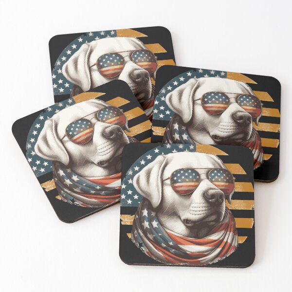 Item preview, Labrador Golden Retriever 4th Of July American Retro designed and sold by TomFrontierArt.