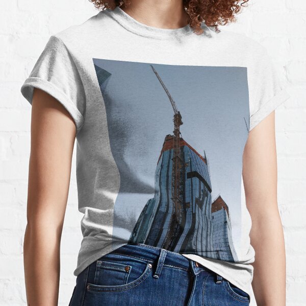 Spire, Happiness, Building, Skyscraper, New York, Manhattan, Street, Pedestrians, Cars, Towers, morning, trees, subway, station, Spring, flowers, Brooklyn Classic T-Shirt
