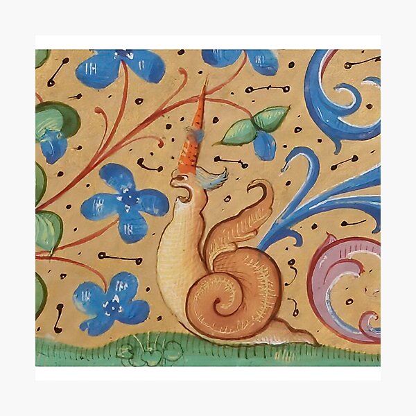 Item preview, Angry Shouting Unicorn Snail Illustration France 16th Century designed and sold by rosaliemillen.