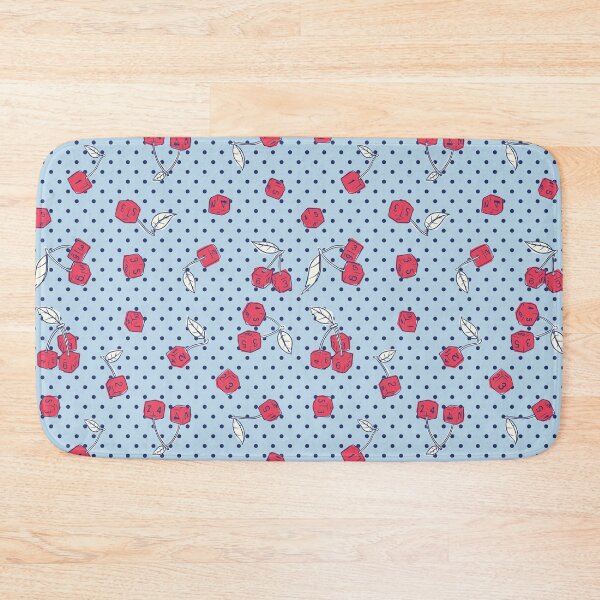 Cherry Dice with Polka Dots, Navy Sweetheart Light Blue - Small Scale Bath Mat