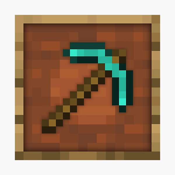 Vista previa del artículo con la obra «Marco de objeto de pico de diamante Minecraft», diseñado y vendido por Kubala Designs.