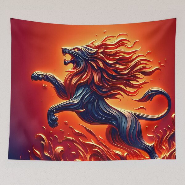 Item preview, Scratchboard Ink Fire Lion, Ai Generated Art  designed and sold by ACC .