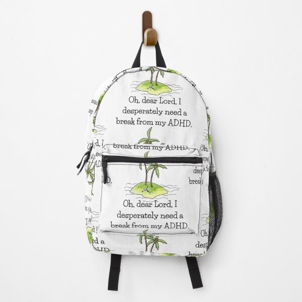 Item preview, The inscription "Oh, dear Lord, I desperately need a break from my ADHD." a guy on a tropical island, vacation. designed and sold by My-fake-places.