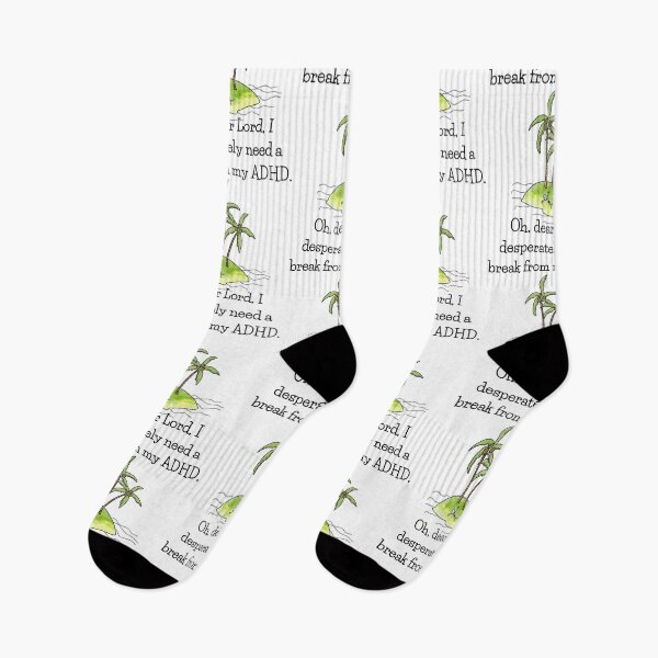 Item preview, The inscription "Oh, dear Lord, I desperately need a break from my ADHD." a guy on a tropical island, vacation. designed and sold by My-fake-places.