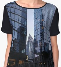 Tower block, High-rise building, Commercial building, Happiness, Building, Skyscraper, New York, Manhattan, Street, Pedestrians, Cars, Towers, morning, trees, subway, station, Spring, flowers Chiffon Top