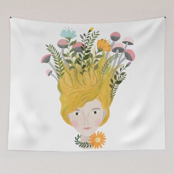 Item preview, Summer plant women portrait illustration designed and sold by PinkNounou.