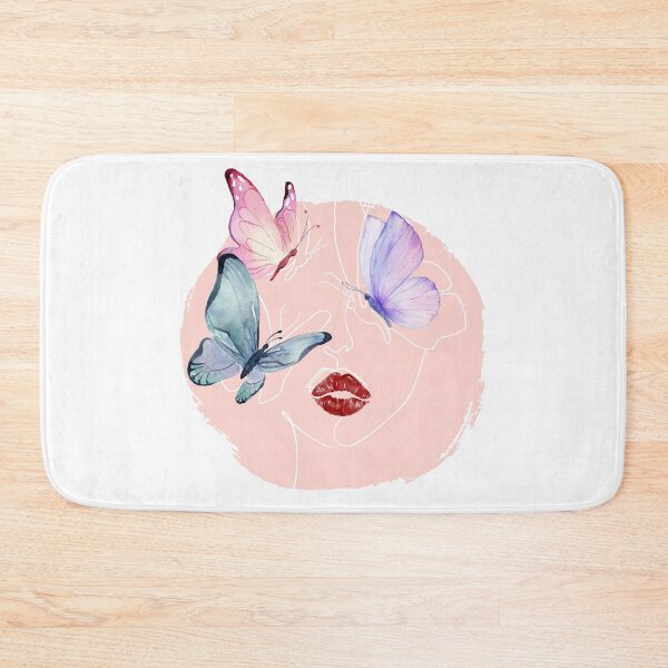 Item preview, Lineart of a Woman's Face with Butterflies & Lips | Pink designed and sold by Graphlie.
