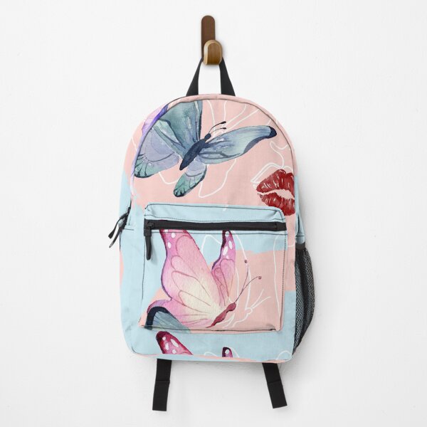 Item preview, Lineart of a Woman's Face with Butterflies & Lips | Pink designed and sold by Graphlie.