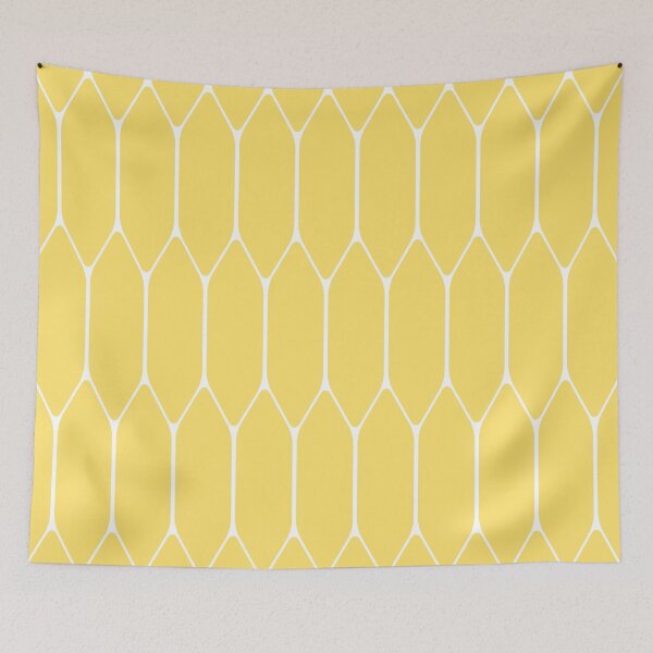 Aperçu de l'œuvre Motif géométrique minimaliste en nid d'abeille long jaune créée et vendue par kierkegaard.