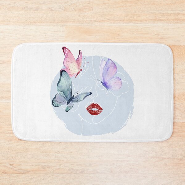 Item preview, Lineart of a Woman's Face with Butterflies & Lips | Blue designed and sold by Graphlie.