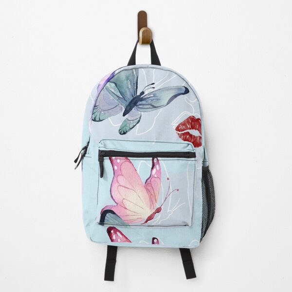 Item preview, Lineart of a Woman's Face with Butterflies & Lips | Blue designed and sold by Graphlie.