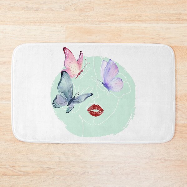 Item preview, Lineart of a Woman's Face with Butterflies & Lips | Green designed and sold by Graphlie.