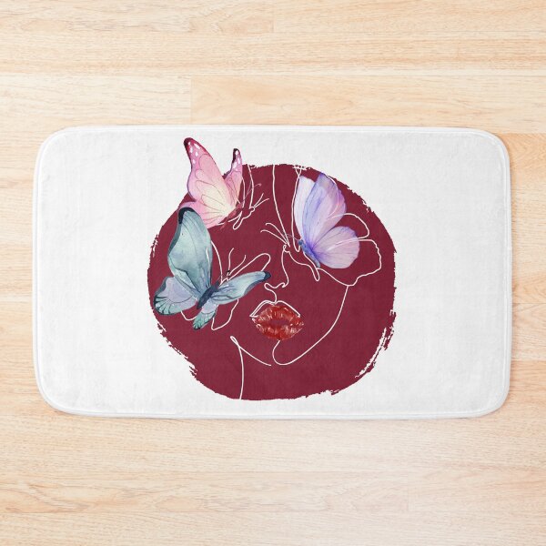 Item preview, Lineart of a Woman's Face with Butterflies & Lips | Dark Red designed and sold by Graphlie.