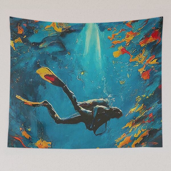 Item preview, Deep Blue Serenity Dive Impressionism Art designed and sold by SportsT-Shirts.