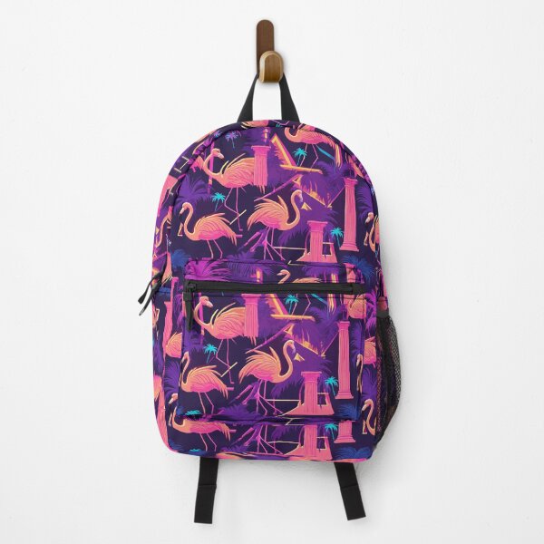 Item preview, Modern Neon Flamingo Palm Trees Vaporwave Aesthetic Pattern designed and sold by tanjica.
