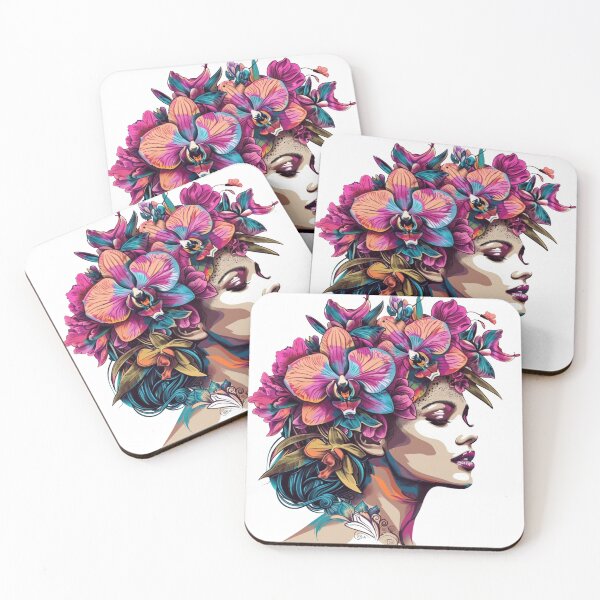 Item preview, Vintage Female Lady's Portrait with Orchids designed and sold by FabulDeco2022.