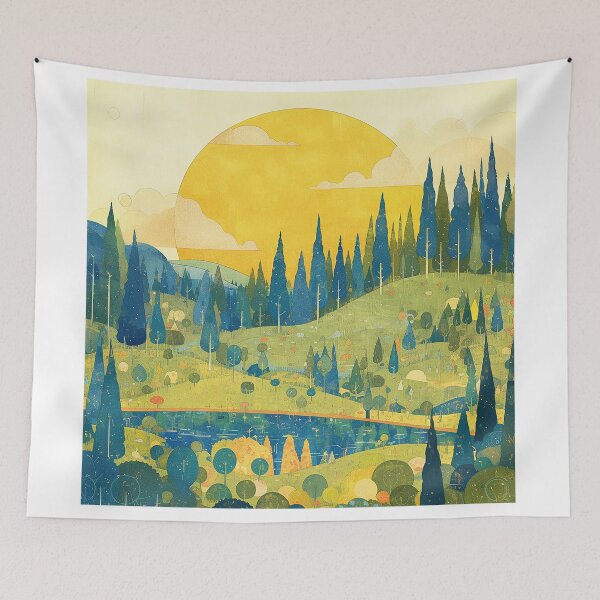 Item preview, Abstract Forest and Lake with Big Sun designed and sold by Christian Weiss.