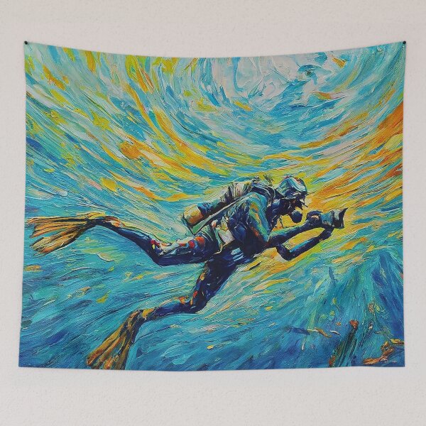 Item preview, SCUBA Diving photography Deep Blue Discovery Impressionism Art designed and sold by SportsT-Shirts.
