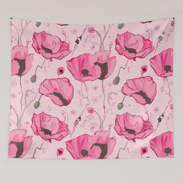 Item preview,  Soft pink Enchanting Poppy Dreams, pattern design designed and sold by Clara Fruggeri.