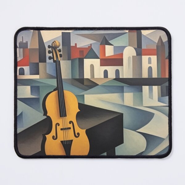 Item preview, Cubist city with violin designed and sold by DeMuurdecoratie.