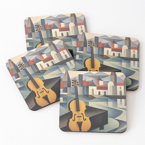 Item preview, Cubist city with violin designed and sold by DeMuurdecoratie.
