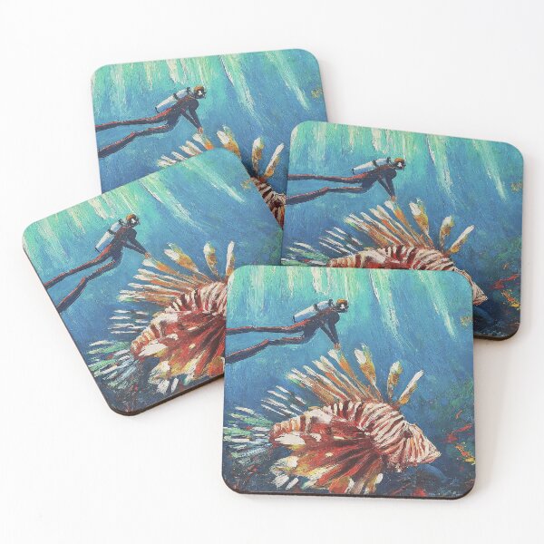 Item preview, SCUBA Diver Meets Lion Fish Impressionism Art designed and sold by SportsT-Shirts.