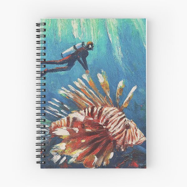 Item preview, SCUBA Diver Meets Lion Fish Impressionism Art designed and sold by SportsT-Shirts.