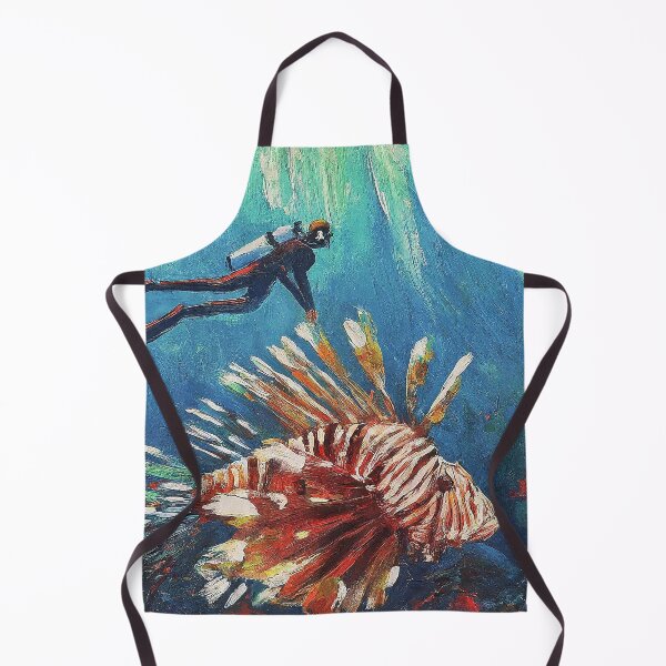 Item preview, SCUBA Diver Meets Lion Fish Impressionism Art designed and sold by SportsT-Shirts.