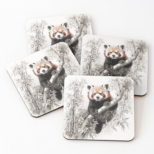 Item preview, Black and white Red Panda pencil drawing designed and sold by Pencil-Art.
