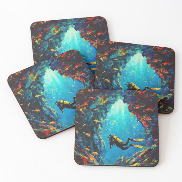 Item preview, SCUBA Cave Diving Discovery Impressionism Art designed and sold by SportsT-Shirts.