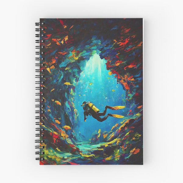 Item preview, SCUBA Cave Diving Discovery Impressionism Art designed and sold by SportsT-Shirts.