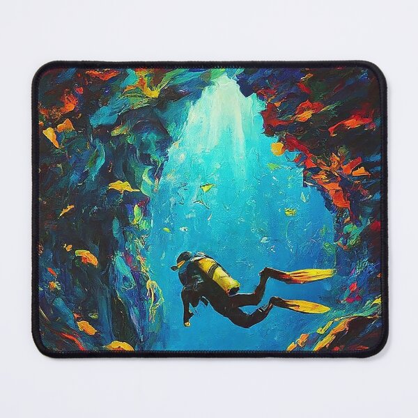 Item preview, SCUBA Cave Diving Discovery Impressionism Art designed and sold by SportsT-Shirts.