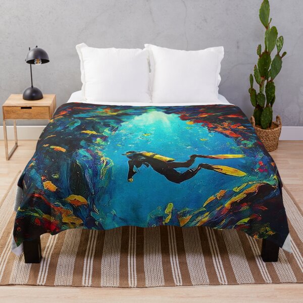 Item preview, SCUBA Cave Diving Discovery Impressionism Art designed and sold by SportsT-Shirts.