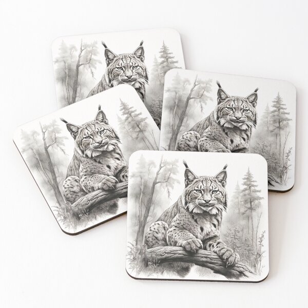 Item preview, Black and white pencil drawing of a lynx  designed and sold by Pencil-Art.