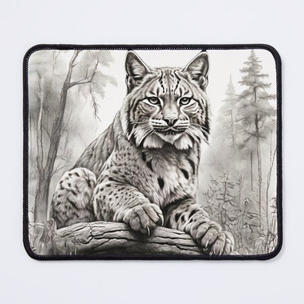 Item preview, Black and white pencil drawing of a lynx  designed and sold by Pencil-Art.